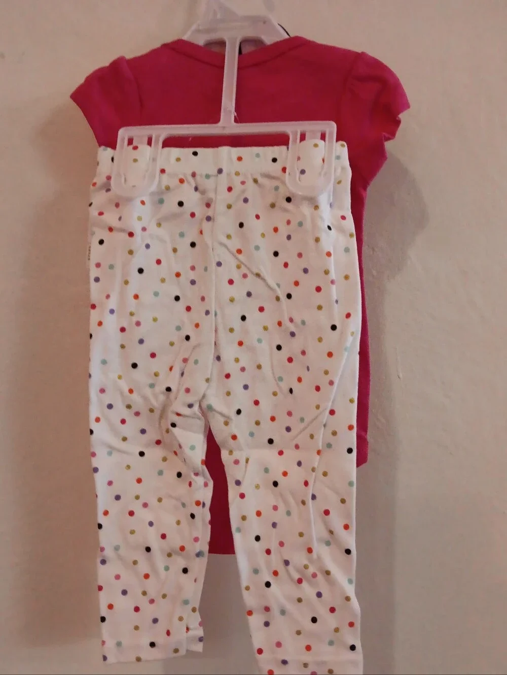 Baby Girls' Pink Onesie & Polka Dot Pants Set with Black Patent Shoes 6-9M
